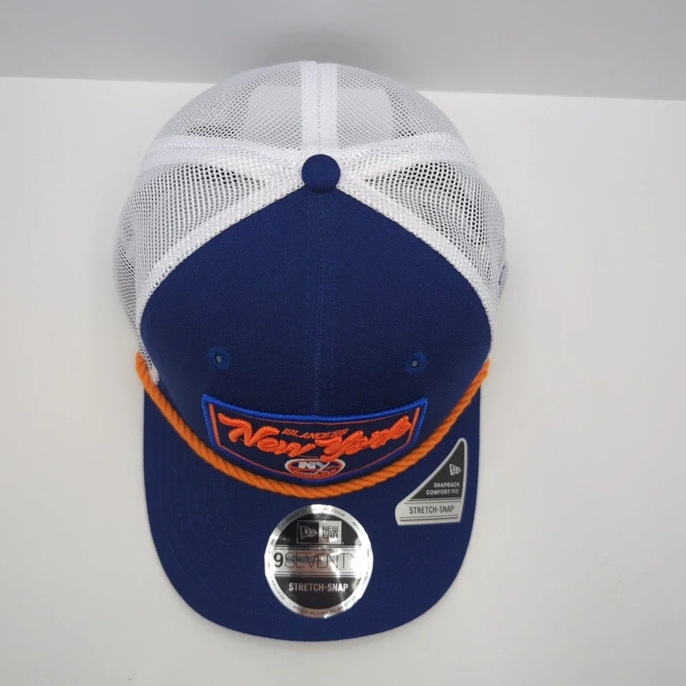 New Era 9SEVENTY New York Islanders Hat Blue White Mesh Stretch Snapback NHL Cap